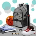 thumbnail image 5 of WOLT Gray Basketball Backpack with Ball & Shoe Compartments 34L Basketball Bag , 1 Drop (1 Pack), 5 of 6