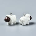 thumbnail image 3 of 200pcs Opaque Resin Pendants with Platinum Tone Iron Loop 3D Sheep White 15~16x22x13mm Hole: 1.8mm, 3 of 3
