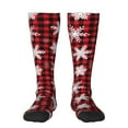 thumbnail image 2 of Lsque Snowflakes On A Buffalo Plaid Printed Crew Socks Men's Women's LightWeight Thin Casual Calf Socks ,Knee High Socks,Cotton Socks, 2 of 9