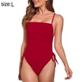 thumbnail image 2 of Trajes de baño de una pieza para mujer Trajes de baño de corte alto con lazo Traje de baño de bikini con cordón sexy - Claret, 2 of 6