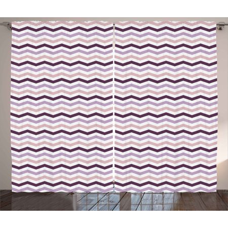 Eggplant Curtains 2 Panels Set Sea Ocean Wave Inspired Zig Zag