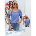 thumbnail image 6 of ZXSXSY Women's Scoop Neck Short Sleeve Elastic Cuff Solid Color Top, 6 of 7