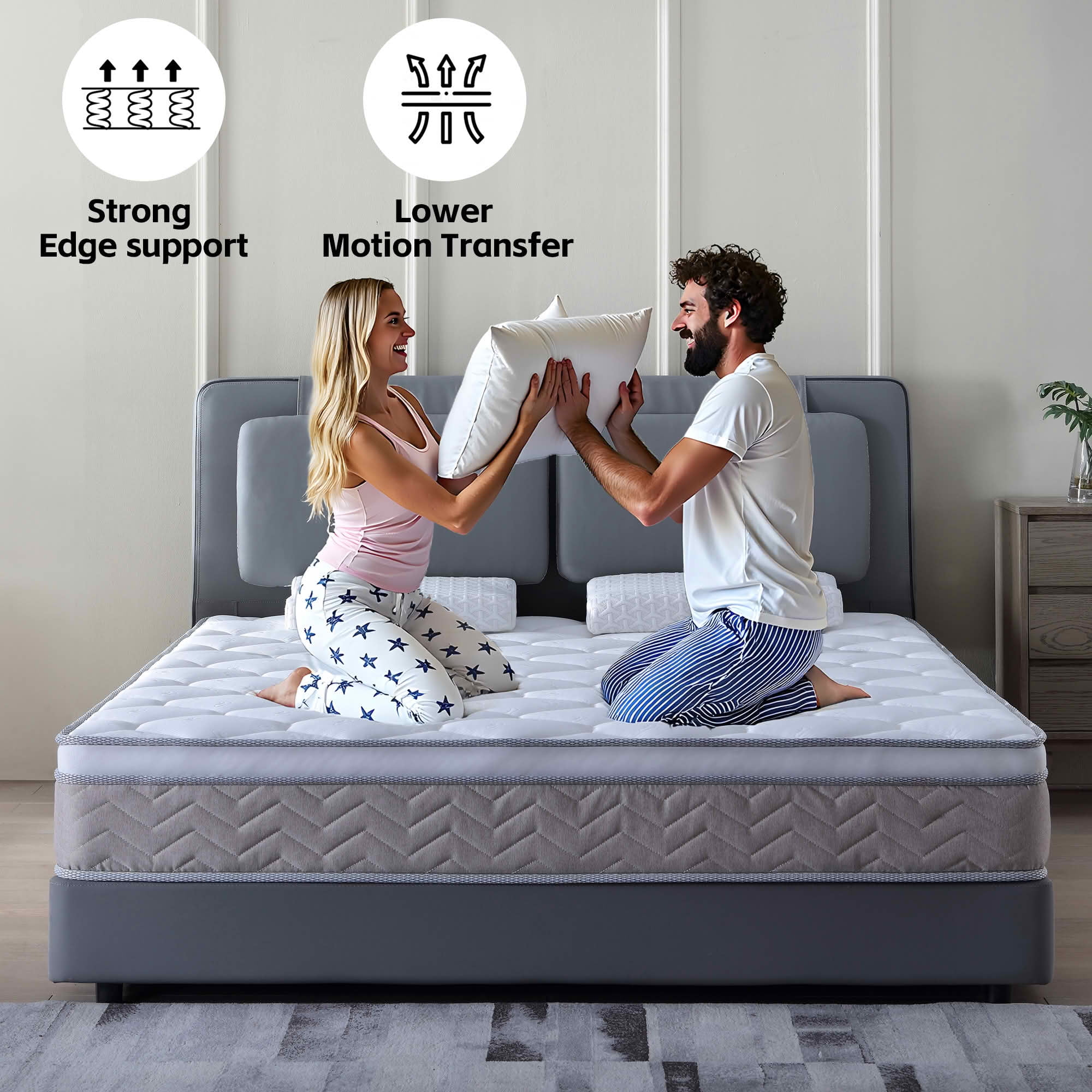 MAYEERTY 12 Inch Hybrid Mattress in a Box, Individual Pocket Coil Medium Firm Memory Foam