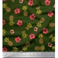 thumbnail image 1 of Soimoi Green polyester Crepe Fabric Floral & Pine Fruits Decor Fabric Printed Yard 42 Inch Wide, 1 of 1
