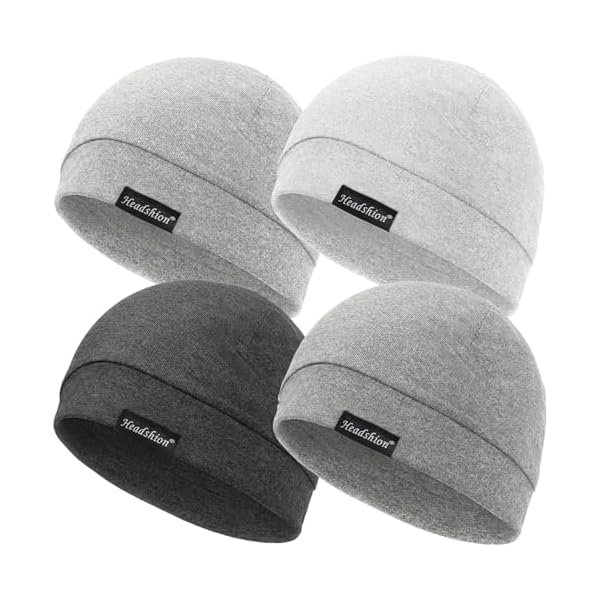 wonima44 Cotton Modal Skull Caps for Men Women, 4-Pack Beanie Hat for Running Cycling Sleep Cap Chemo Headwear Helmet Liner