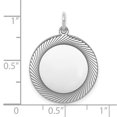 thumbnail image 2 of 925 Sterling Silver Faceted Polished Laser Etched Engraveable Round Disc Charm 26x19mm Wide Pendant Necklace for Women, 2 of 2