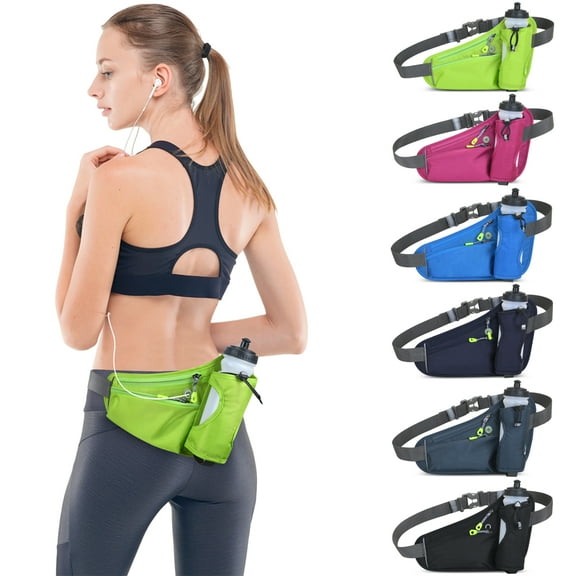Anself Sports Hydration Belt Bag Running Belt Waist Pack Bum Bag with Water Bottle Holder for Men Women Running Cycling Hiking Wal