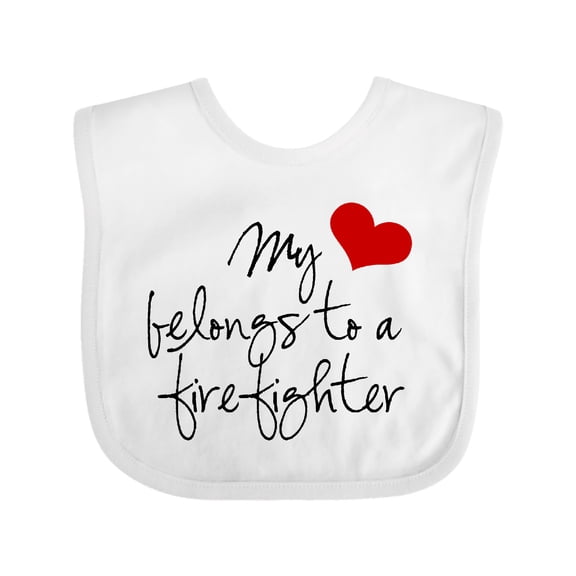 Inktastic My Heart Belongs Firefighter Girls Baby Bib