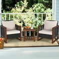 thumbnail image 4 of Gymax 3PCS Rattan Wicker Patio Conversation Set Outdoor Furniture Set w/ Cushion, 4 of 9