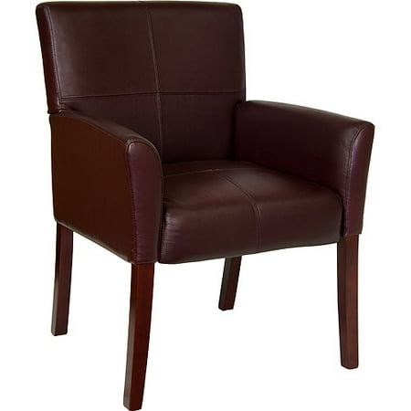 - Leather Executive Mid-Back Guest and Reception Chair, Burgundy
