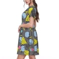 thumbnail image 2 of Naloa Geometric Print Womens Summer A-Line Dress with Pockets,Short Sleeve Dresses,Flowy Beach Swing Dress for Vacation Travel, 2 of 6