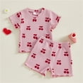 thumbnail image 2 of Gubotare Toddler Summer Outfits Outfits for Toddler Girls Baby Smocked Tops T-Shirt Shorts Set Summer 6 9 12 18 24 Months 2T 3T 4T 5T (Red,3-4 Years), 2 of 7