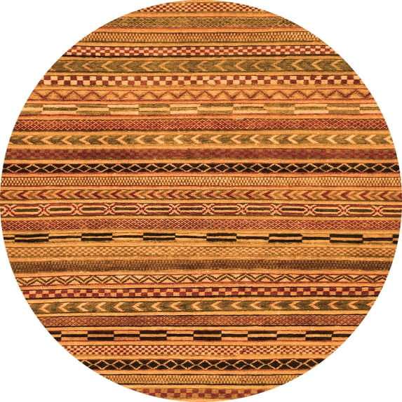 Ahgly Company Indoor Round Oriental Orange Modern Area Rugs, 7' Round