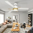 thumbnail image 4 of Dextrus 60in Ceiling Fan with Light and Remote Control, 3 Blades Modern Chandelier Ceiling Fan - White & Gold, 4 of 14