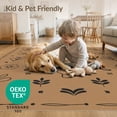 thumbnail image 4 of ODIKA 4'x6' Tan Botanical Estate Washable Area Rug Hexagonal Geometric Folk Art Leaves Traditional Vintage Style Non-Slip, Chair-Friendly, Flatwoven for Home Office, Under Desk, 4 of 7