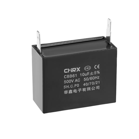 Uxcell 58x27x45mm 10uF 500V AC Single Insert CBB61 Ceiling Fan Run Capacitor