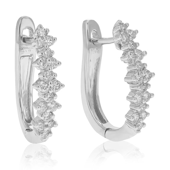 Vir Jewels 1/2 CTTW Lab Grown Diamond Hoops Earrings in Sterling Silver With Clip On Backs For Women