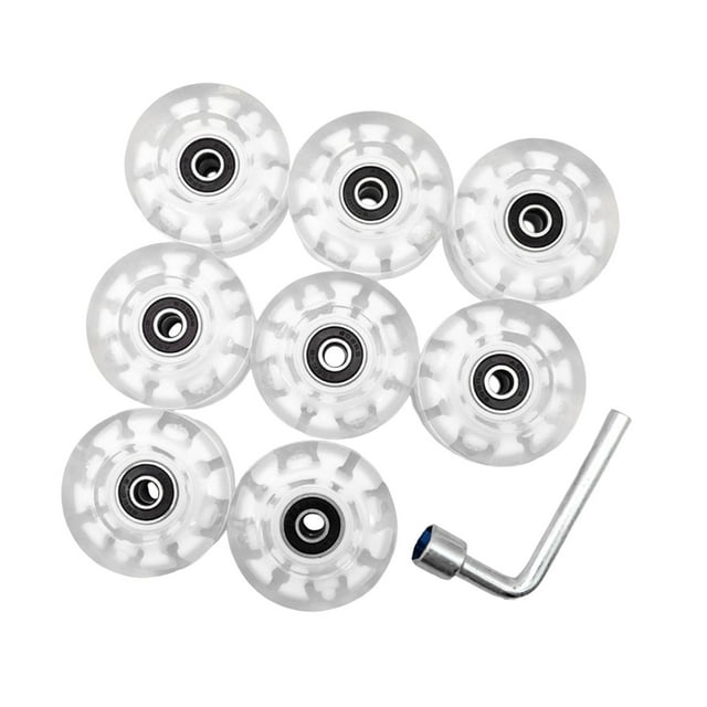 8Pcs Luminous Skateboard Wheels Quad Roller Skate Wheels Replacements for Double Pink Light