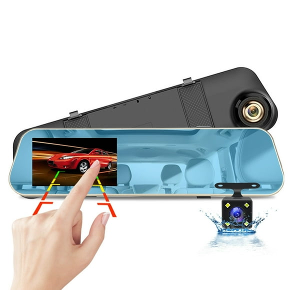 Dvkptbk 4.3 Inch Screen Car Dvr Mirror Video Recorder 1080P Dashcam for Car Dual Lens Streaming Driving Recorder Dash Camera Driving Recorder Car Accessories