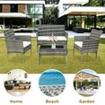 thumbnail image 4 of 4 Piece Outdoor Furniture Wicker Patio Garden Sets, Patio Rattan Wicker Furniture Sets with Seat Cushions & Tempered Glass Coffee Table, Wicker Bistro Set for Porch Poolside Backyard Garden, S8604, 4 of 7
