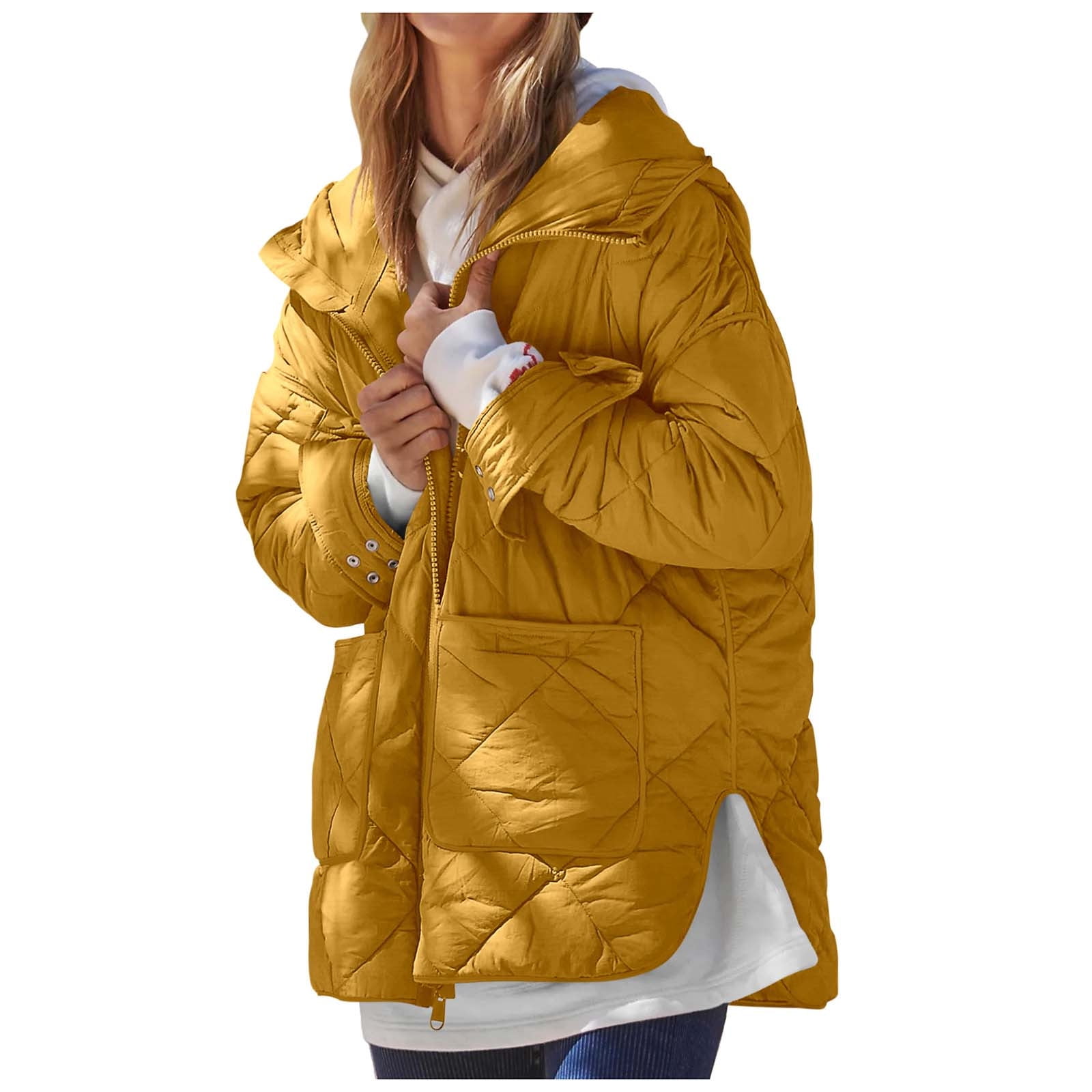 Zpanxa Women's Lightweight Down Jacket V-Neck Short Puffer Coat