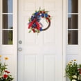 thumbnail image 4 of Patriotic Wreath for Front Door 17.7 Inch, Red White Blue Artificial Flower Decoration for 4th of July Memorial Day Independence Day, Outdoor Porch Wall Decor, 4 of 9
