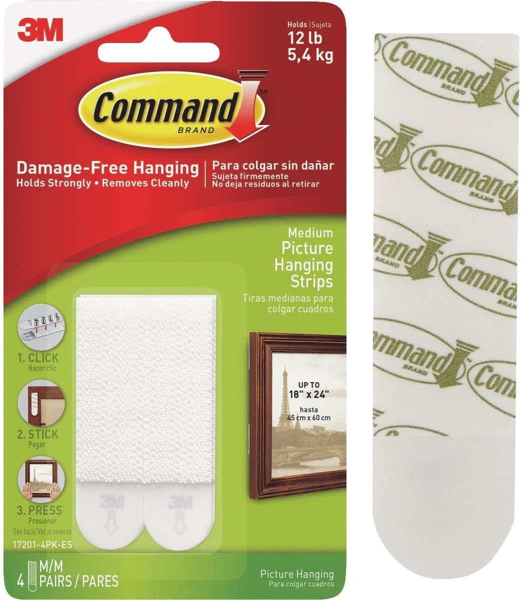 Command 4 Pack 3M Size Medium Damage Free Hanging Holds 12 lbs Lot of 4 b 