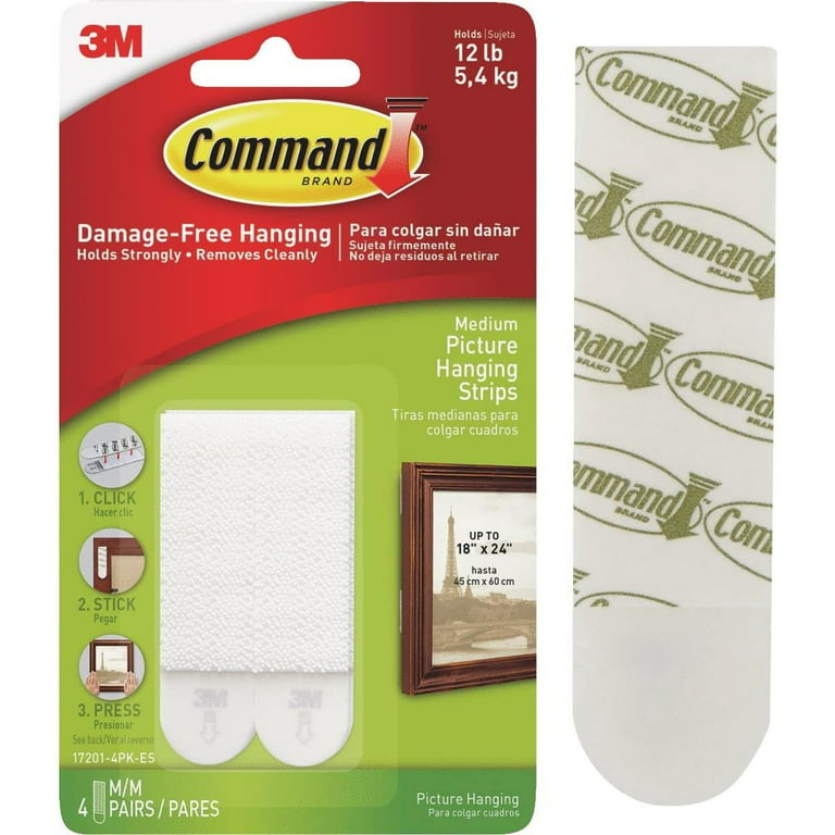 3M Command Picture Hanging Strips, Medium, White - 12 Pack