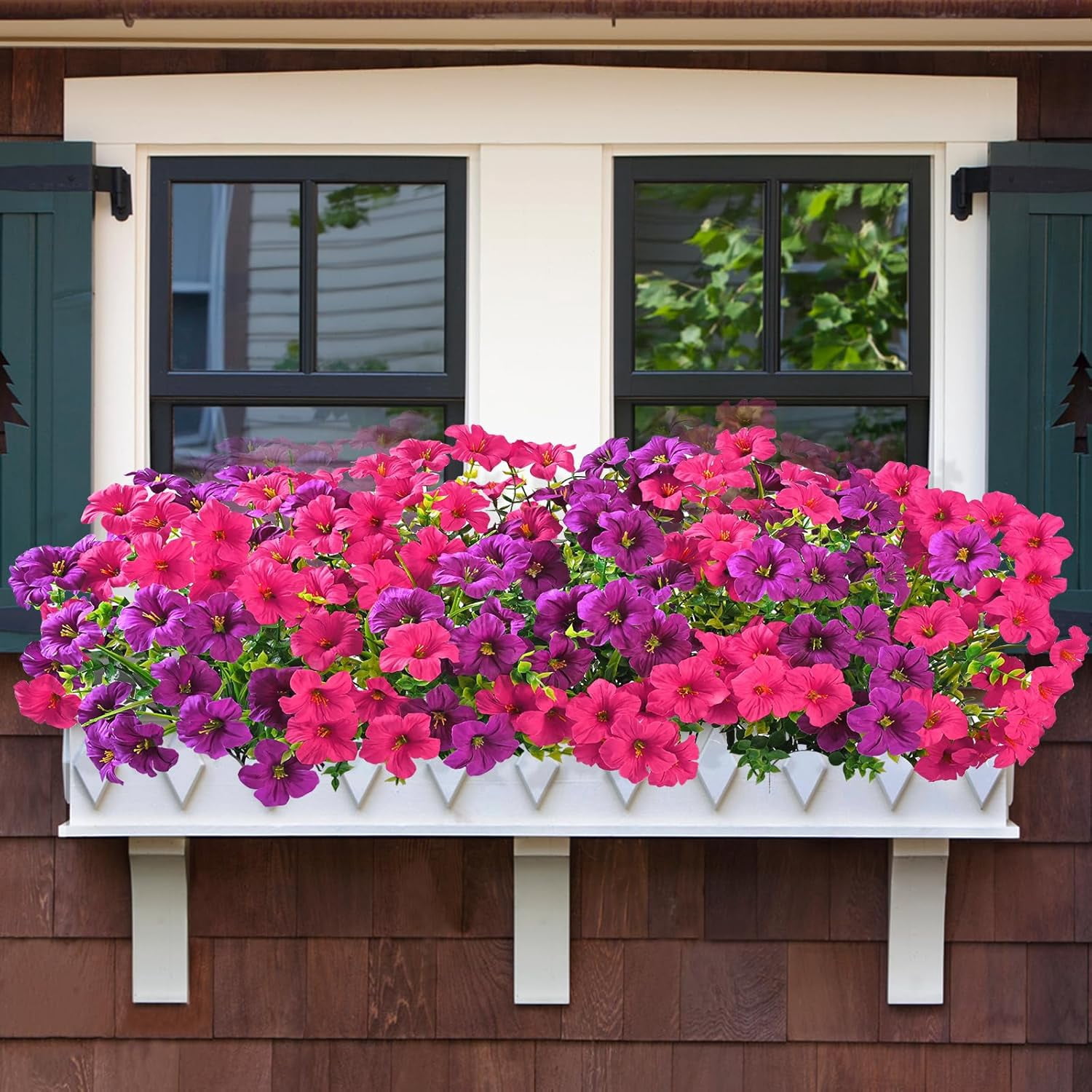 Waipfaru Artificial Flowers for Outdoors Fake Plants Outside Decoration, 24 Bundles UV Resistant Silk Morning Glory,Realistic Faux Flowers for Planter Porch Patio Yard Decor