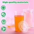 thumbnail image 3 of 100 Set 32oz Clear Plastic Cups with Flat Lids and Straws, PET Plastic Cups with Lids Colored Straws Drinking Disposable Cup for Ice Cream Cold Drink Iced Coffee Tea Juice(Multicolor), 3 of 6