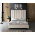 thumbnail image 4 of Meridian Furniture Via Rich Velvet King Bed in Cream, 4 of 9