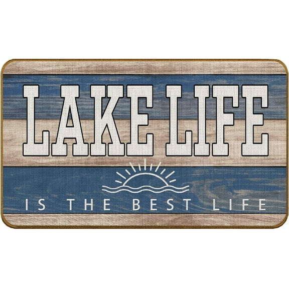 Lake Life is Better at Lake Mats for Front Door Entry Front Porch Doormat Non-Slip Carpet Rugs Floor Mat Decorative for Home Bathroom Kitchen Indoor 16x24 Inch