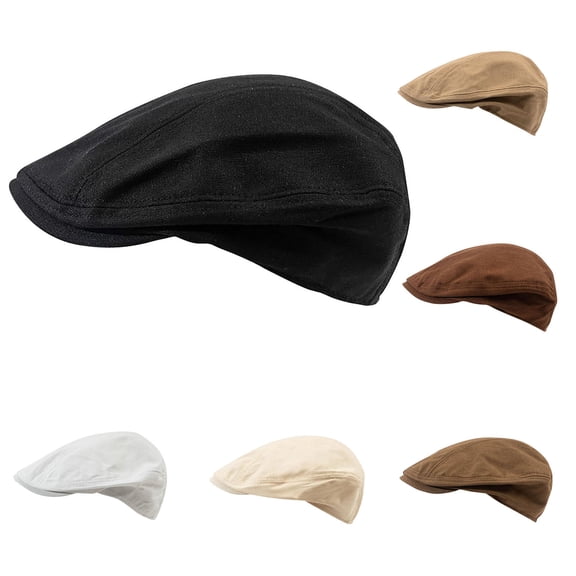 Hfnxid Women's Solid-Color Linen Beret with Soft Brim, Classic French-Style Flat Basque Cap with Stretchy Band, Breathable Lightweight Casual Floppy Hat for Fall