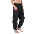 thumbnail image 1 of Men's Linen Casual Pants, Elastic Waist Drawstring Beach Yoga Trousers, 1 of 5