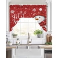 thumbnail image 2 of Snowman, Kitchen Curtains Swag Valance for Windows/Bathroom/Cafe, Red White Christmas Winter Snowflake Rod Pocket Drape Panel Swag Curtains Valance for Bedroom/Living Room 56"x36", 2 of 6