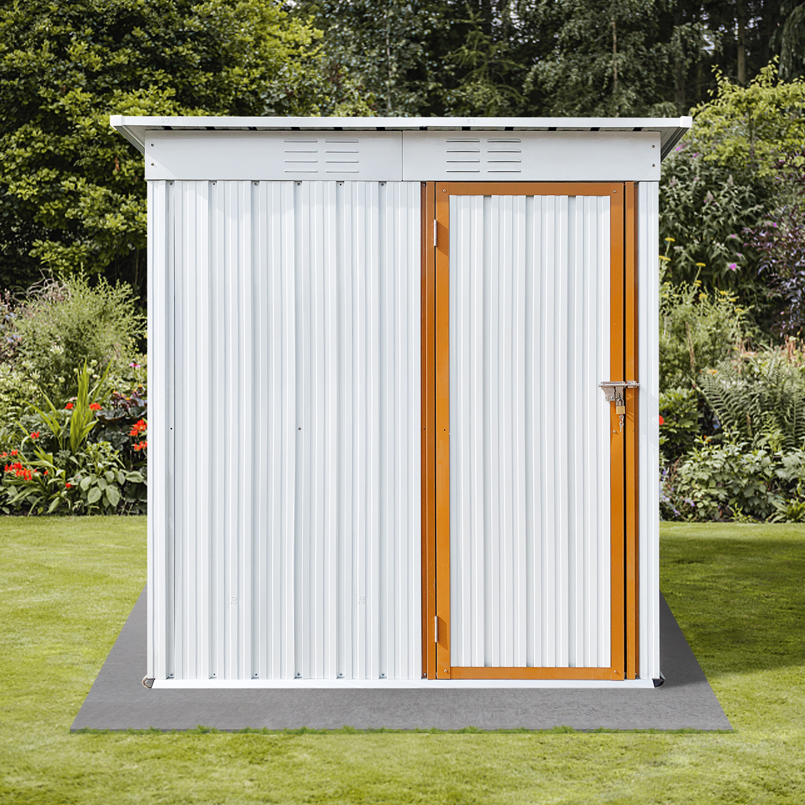 Metal Storage Shed, Seizeen 5 x 3Ft All-Weather Garden Storage Sheds with Lockable Door, Outdoor Metal Shed Patio Storage for Backyard Garden Lawn, White - image 3 of 9