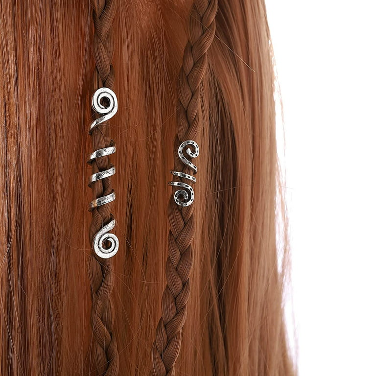 Spiral Set 3 Celtic Viking Silver Metal Hair Beads