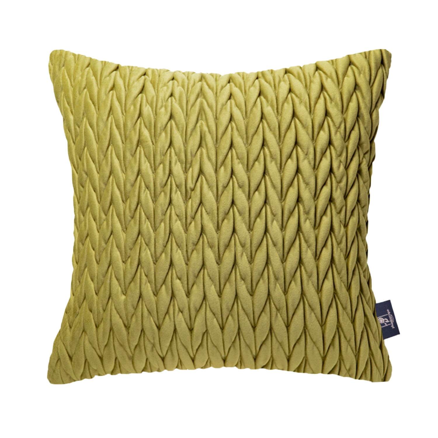 Phantoscope Designer's Choice Decorative Throw Pillow Set, Fluffy Faux Fur & Quilted Velvet Bundle, for Sofa Couch Bedroom, 18" x 18", Brown Fur and Yellow Green Velvet, 2 Pack