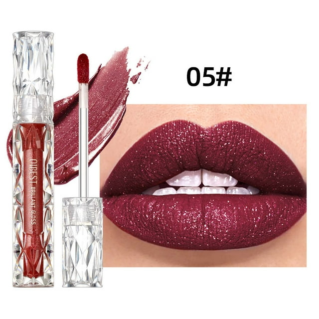 Fiudx Brillo de Labios, Líquido Labial y Destellos de Diamante, Acabado Metálico Antiadherente, Eficaz Brillante de Larga Duración, Ideal para Fiestas Nocturnas, Moda para Mujeres y Niñas, Tamaño Por