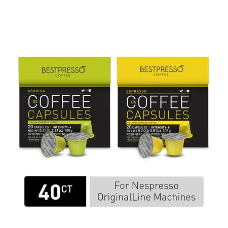 Coffe Capsules For Nespresso Bestpresso Coffee Capsules For Nespresso OriginalLine Machines, 40 Count (Espresso, Arabica) ()