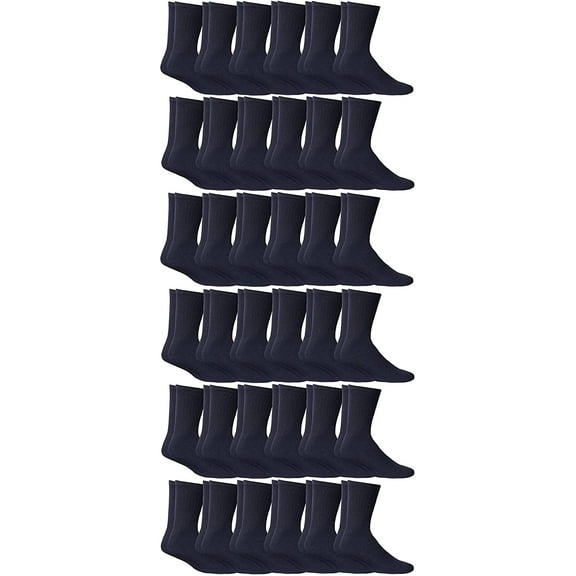 Yacht & Smith Mens Wholesale Bulk Cotton Socks, Athletic Sport Socks Shoe Size 10-13 (36 Pairs - Navy)