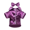 thumbnail image 2 of Nallwabiu Dog Silk Pajamas 2PCS Set, Satin Pet Sleepwear with Bow Headband, Cute Puppy Cat Costume Outfit for Photoshoot & Daily Wear,Purple, 2 of 6