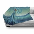 thumbnail image 3 of Sports Soft Flannel Fleece Blanket, Surfing Baby in Giant Waves of the Sea Hobby Boy Little Champion Theme Print, Cozy Plush for Indoor and Outdoor Use, 60" x 80", Turquoise and Blue, by Ambesonne, 3 of 6