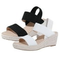 thumbnail image 2 of Vedolay Sandals Sandals for Women Summer Wedges Peep Toe Walking Slides Sandals,Black 8, 2 of 5