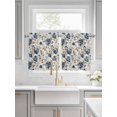 thumbnail image 2 of Navy Blue Floral Half Window Curtains 24 Inches Long, Beige Vintage Farmhouse Botanical Leaves Window Treatment Curtain Drapes, Short Curtains Tiers for Kitchen Over Sink, 27.5"x24", 2 Panels, 2 of 7