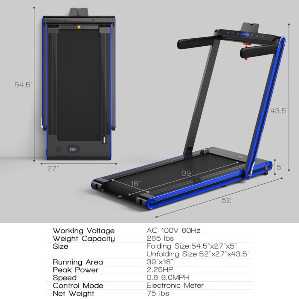 Resenkos Treadmill, Electric Treadmill, Walking Jogging Machine,2-in-1 Folding Treadmill with Dual LED Display-Navy