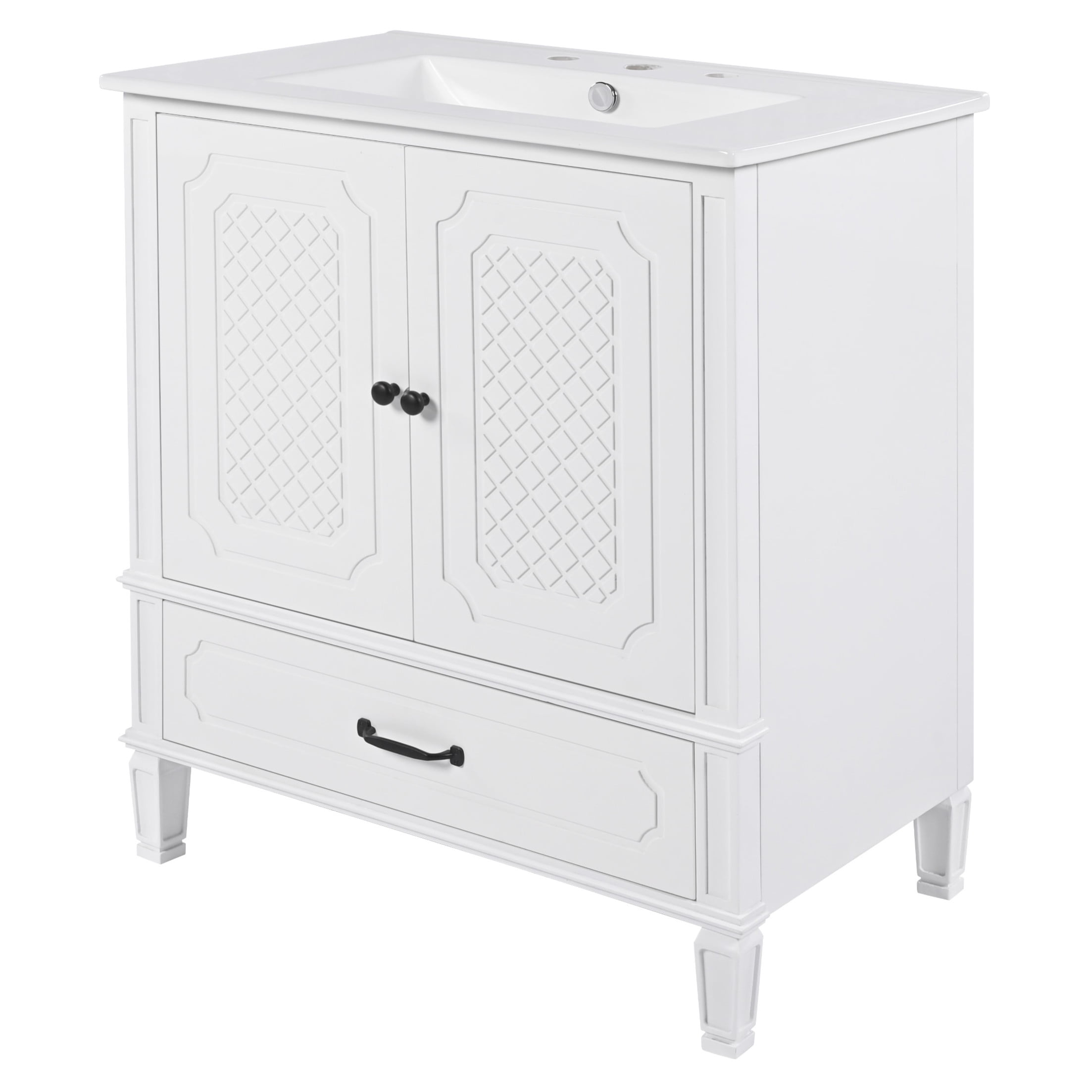 Christopher Knight Home Retro 2 Piece 30" Bathroom Vanities with Ceramic Sinks, Soft-Close Doors, White