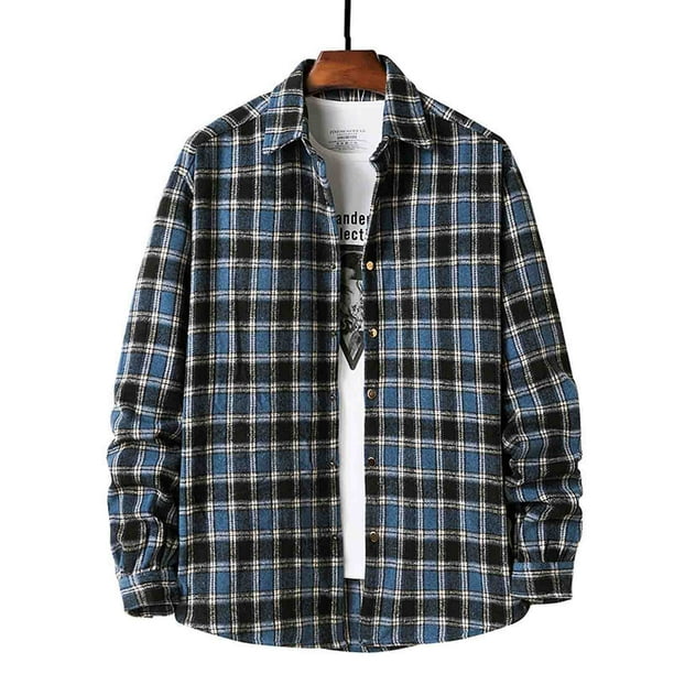 Men's Flannel Plaid Shirts Long Sleeve Button Up Work Shirts