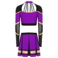 thumbnail image 4 of iiniim Costume de Cheerleading pour Femmes, Uniforme de Cheerleading 2 Pcs, Robe Crop Top avec Jupe Plissée Mini Violette m, 4 of 5