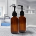 thumbnail image 2 of Botellas con dosificador de vidrio ámbar de 300 ml (paquete de 4); Ideal para lociones, jabón líquido, aromaterapia y más. Botella dividida., 2 of 5
